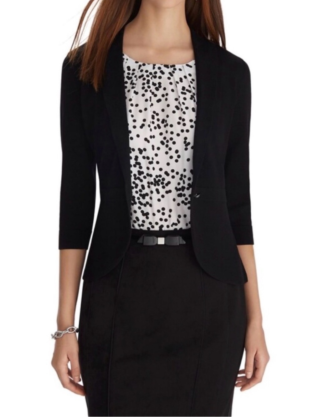 White House Black Market Black Open-Front Peplum-Style Blazer